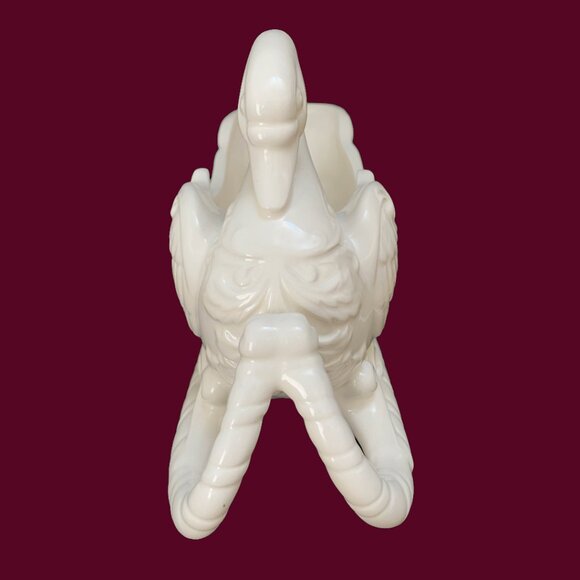 Vintage Ivory Ceramic Swan Sled Bowl: Christmas Decor - Picture 3 of 9